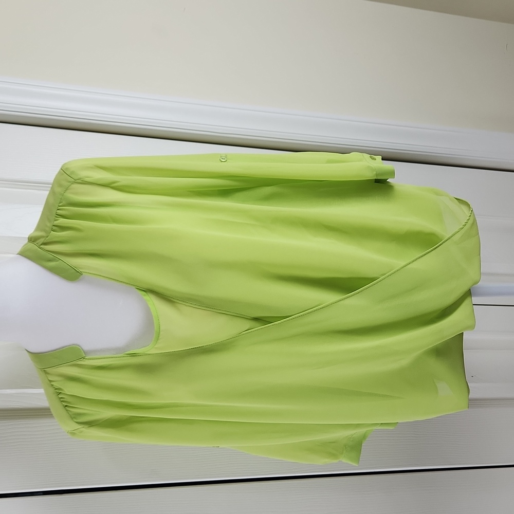 Vibrant Green Sheer Top NWT Size S Alison Sheri - Picture 2 of 11